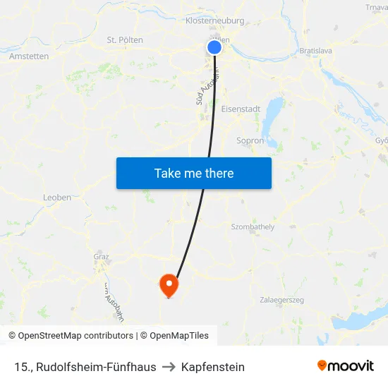 15., Rudolfsheim-Fünfhaus to Kapfenstein map