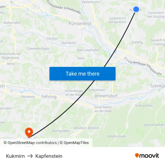 Kukmirn to Kapfenstein map