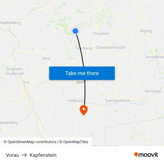 Vorau to Kapfenstein map