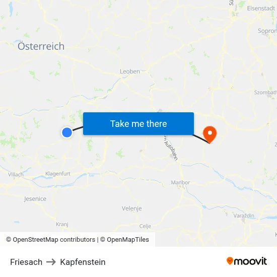 Friesach to Kapfenstein map