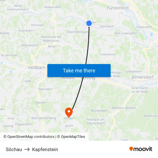 Söchau to Kapfenstein map