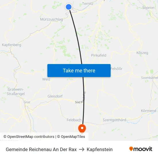 Gemeinde Reichenau An Der Rax to Kapfenstein map