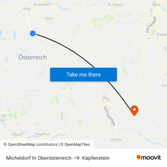 Micheldorf In Oberösterreich to Kapfenstein map