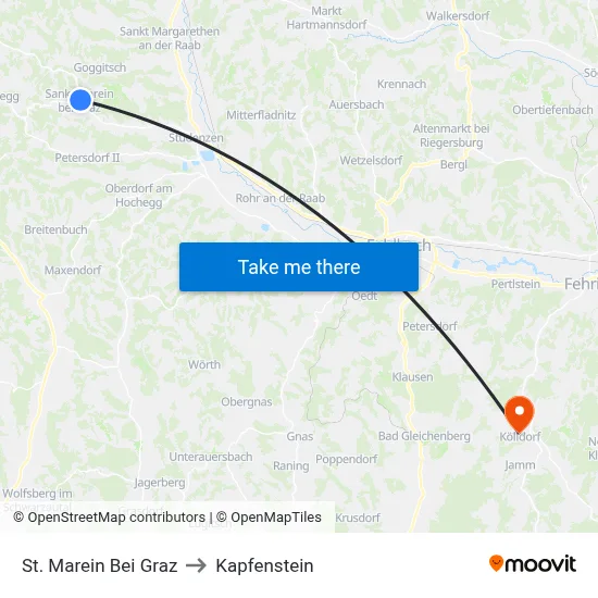 St. Marein Bei Graz to Kapfenstein map