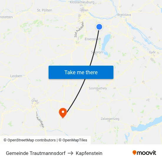 Gemeinde Trautmannsdorf to Kapfenstein map