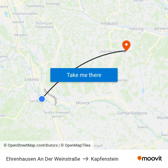 Ehrenhausen An Der Weinstraße to Kapfenstein map