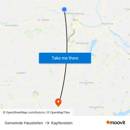 Gemeinde Hausleiten to Kapfenstein map