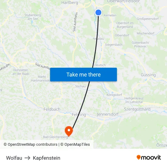 Wolfau to Kapfenstein map