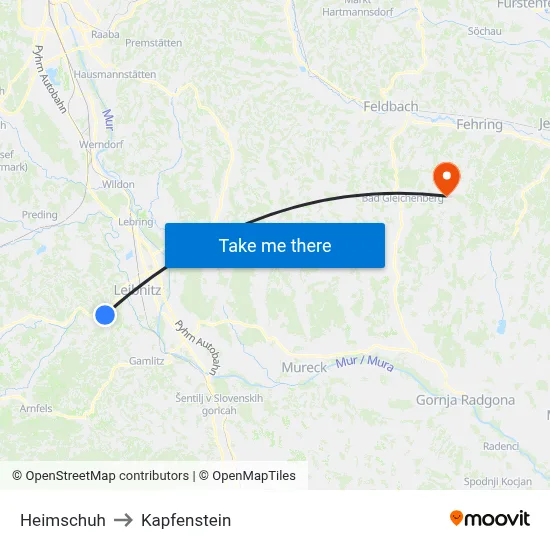 Heimschuh to Kapfenstein map