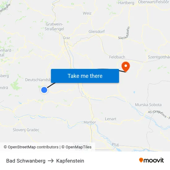 Bad Schwanberg to Kapfenstein map