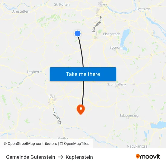 Gemeinde Gutenstein to Kapfenstein map