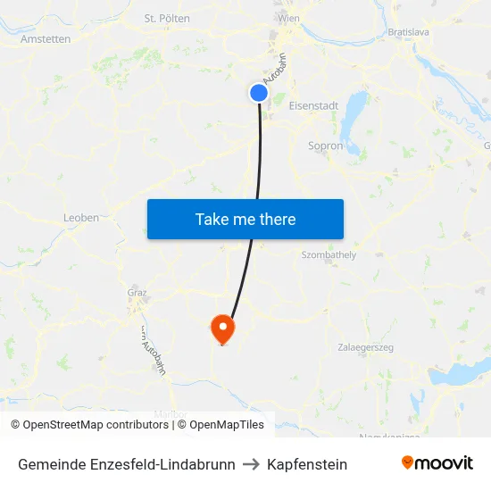 Gemeinde Enzesfeld-Lindabrunn to Kapfenstein map