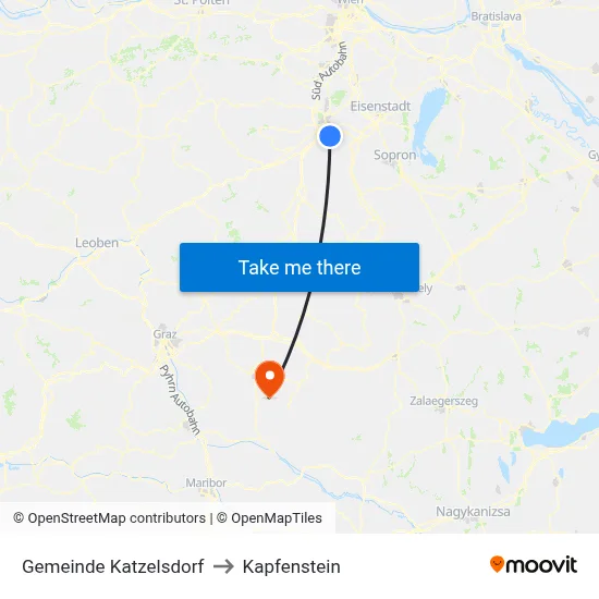 Gemeinde Katzelsdorf to Kapfenstein map