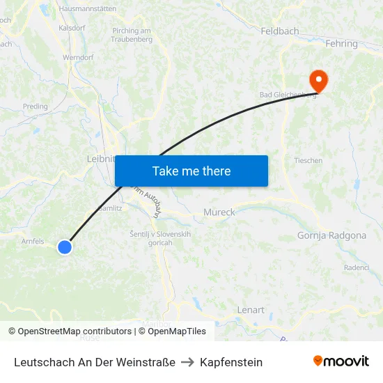 Leutschach An Der Weinstraße to Kapfenstein map