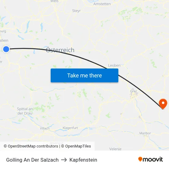 Golling An Der Salzach to Kapfenstein map