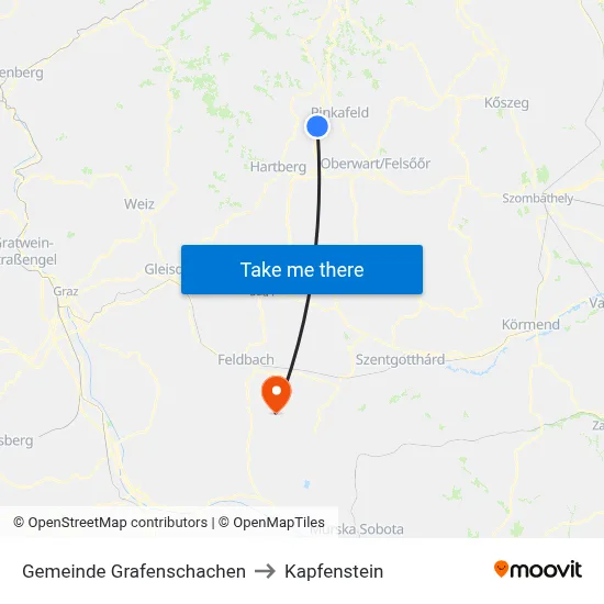 Gemeinde Grafenschachen to Kapfenstein map