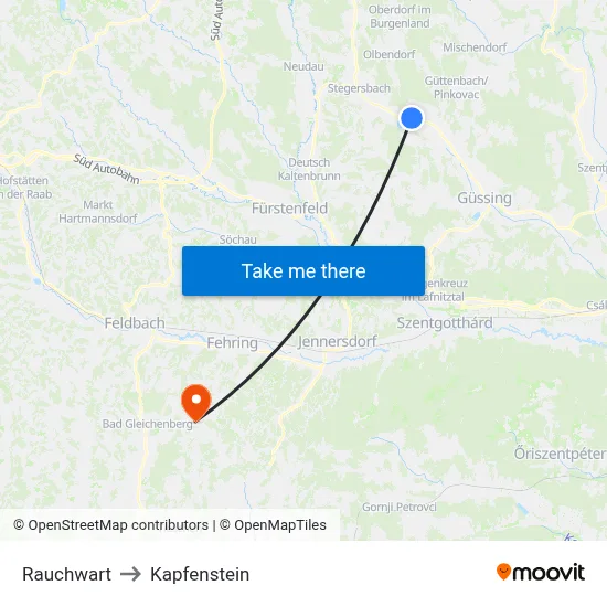 Rauchwart to Kapfenstein map