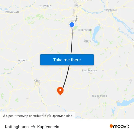 Kottingbrunn to Kapfenstein map