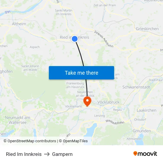 Ried Im Innkreis to Gampern map