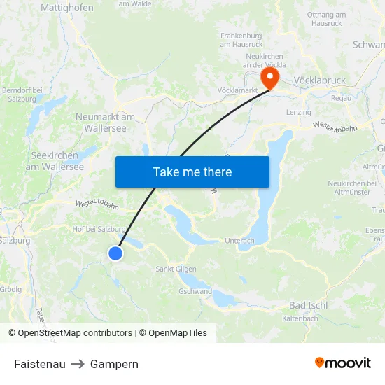 Faistenau to Gampern map