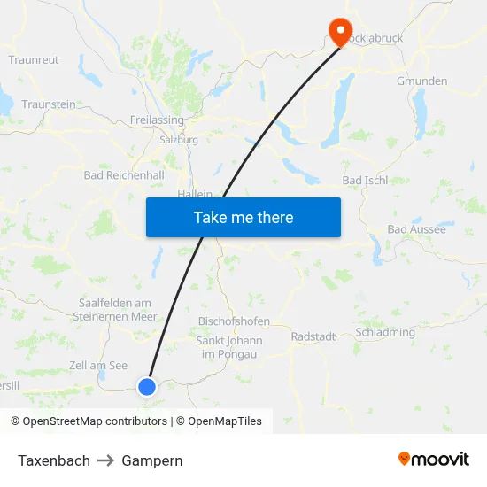 Taxenbach to Gampern map
