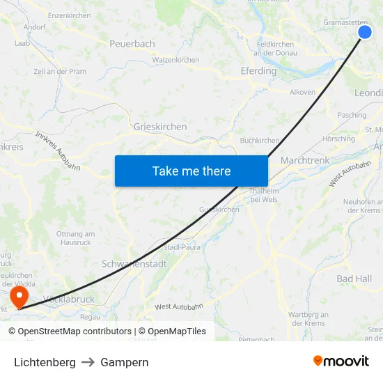 Lichtenberg to Gampern map