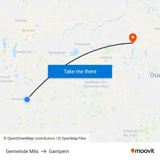 Gemeinde Mils to Gampern map