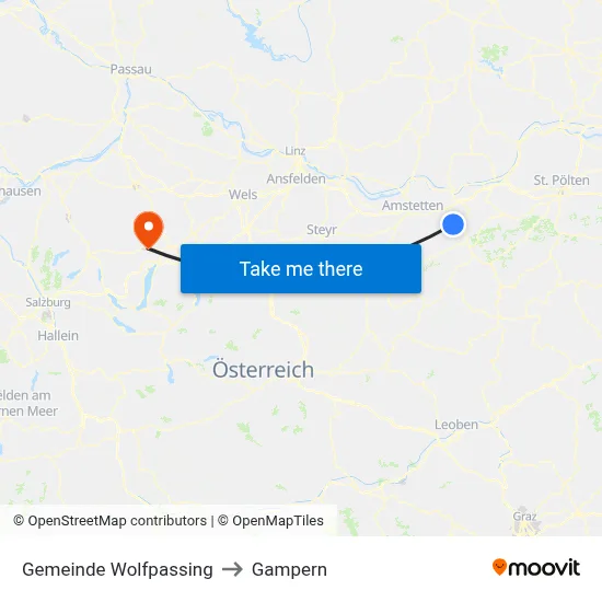 Gemeinde Wolfpassing to Gampern map