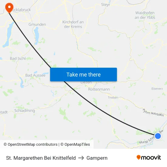 St. Margarethen Bei Knittelfeld to Gampern map