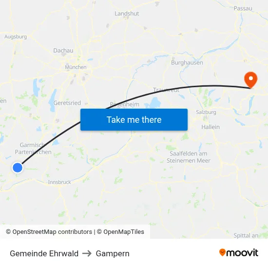 Gemeinde Ehrwald to Gampern map
