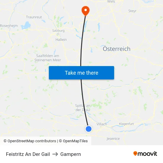Feistritz An Der Gail to Gampern map