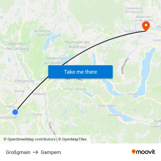 Großgmain to Gampern map