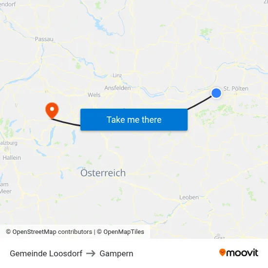Gemeinde Loosdorf to Gampern map