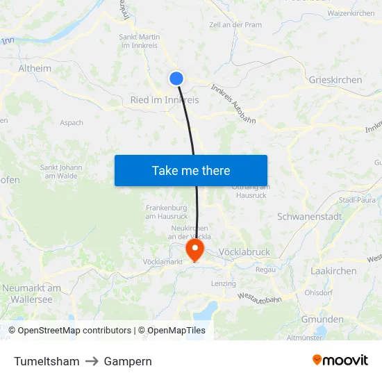Tumeltsham to Gampern map