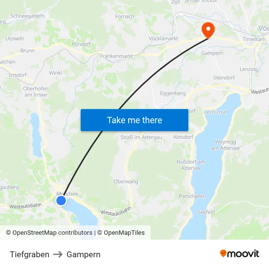 Tiefgraben to Gampern map