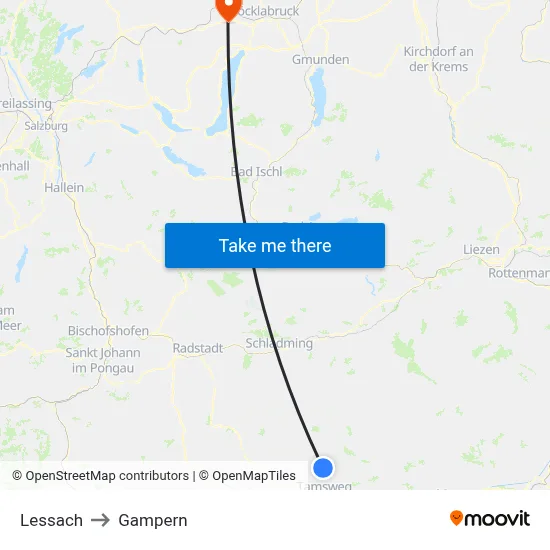 Lessach to Gampern map