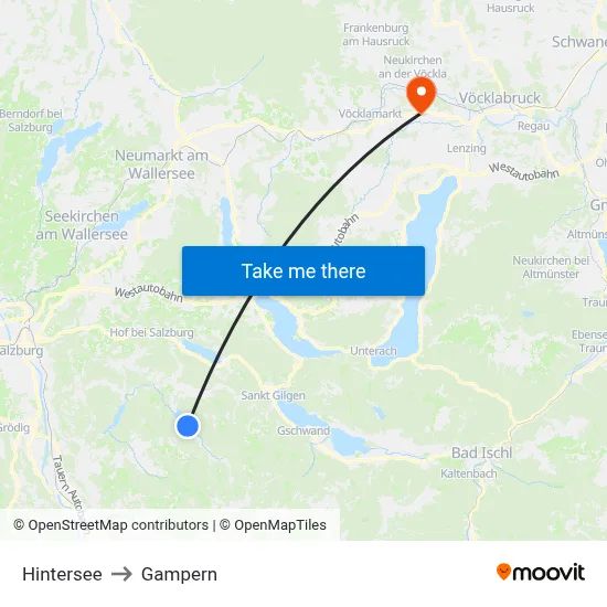 Hintersee to Gampern map