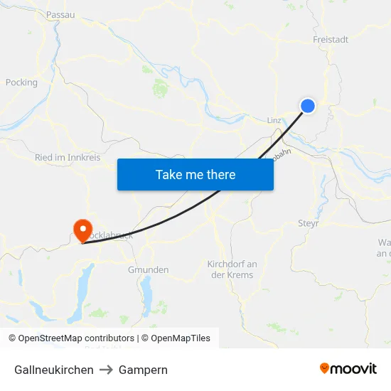 Gallneukirchen to Gampern map