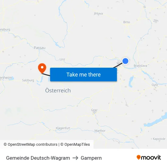 Gemeinde Deutsch-Wagram to Gampern map