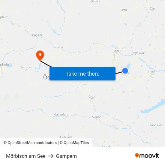 Mörbisch am See to Gampern map