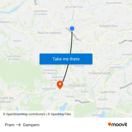 Pram to Gampern map