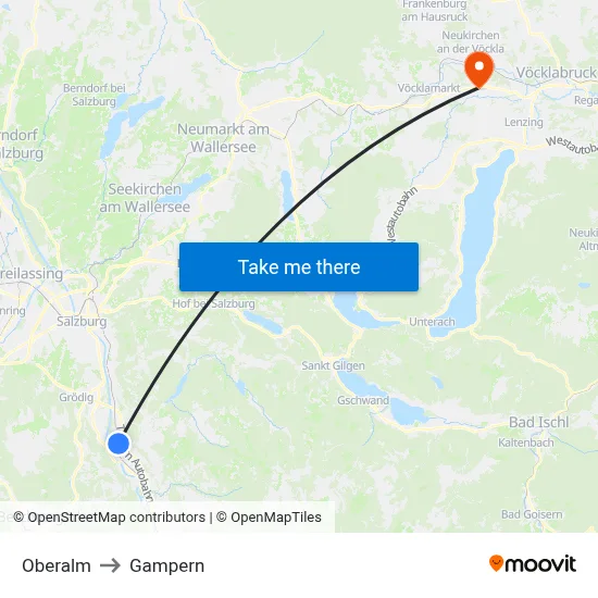 Oberalm to Gampern map