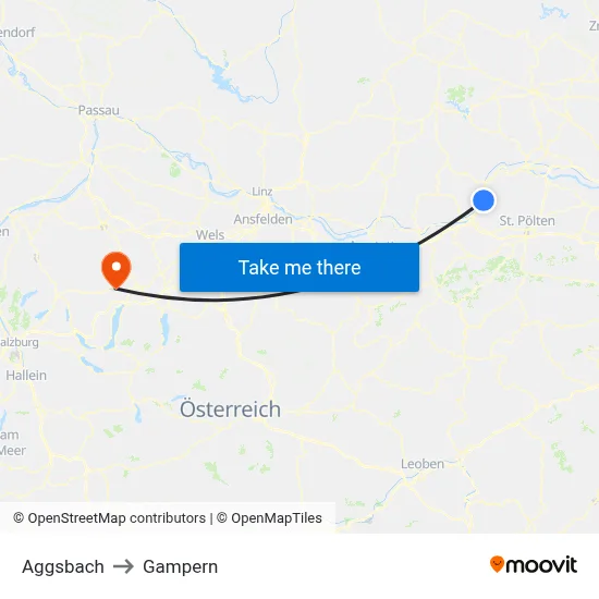 Aggsbach to Gampern map