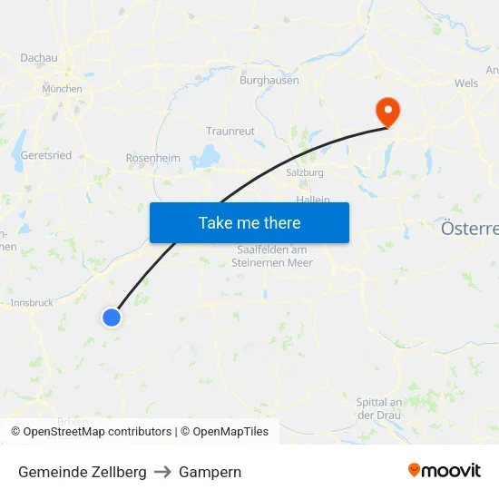 Gemeinde Zellberg to Gampern map