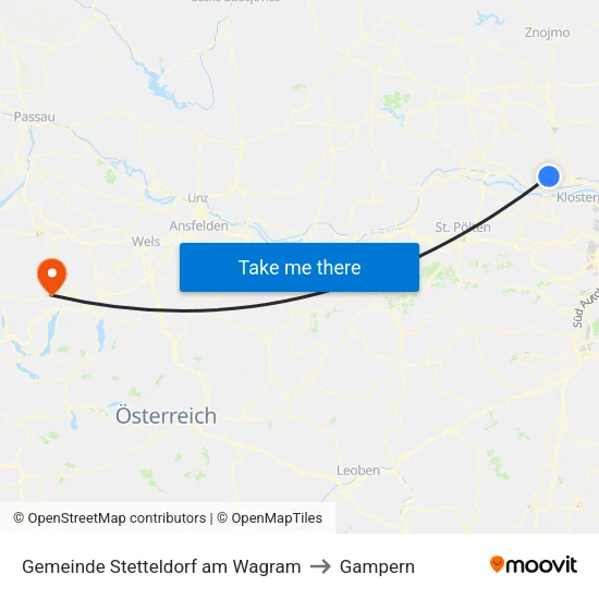 Gemeinde Stetteldorf am Wagram to Gampern map