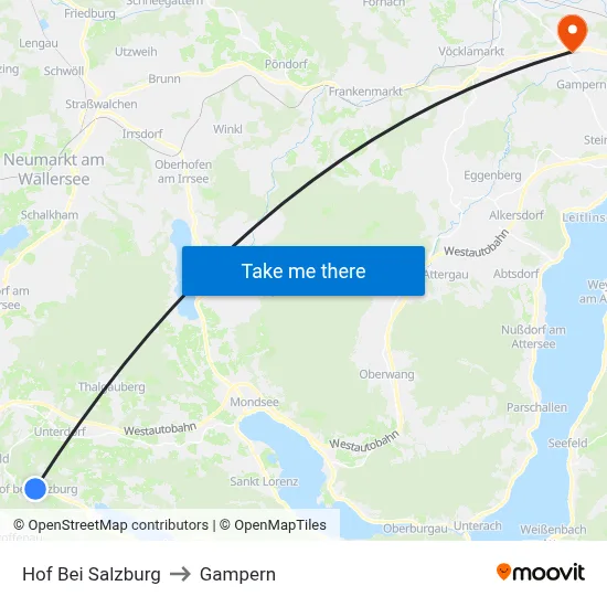 Hof Bei Salzburg to Gampern map