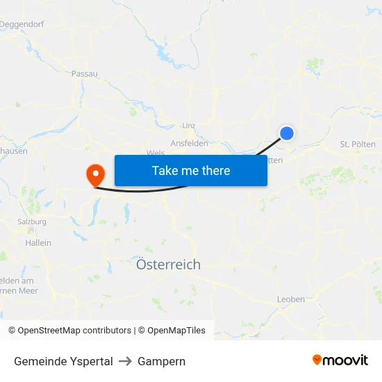 Gemeinde Yspertal to Gampern map