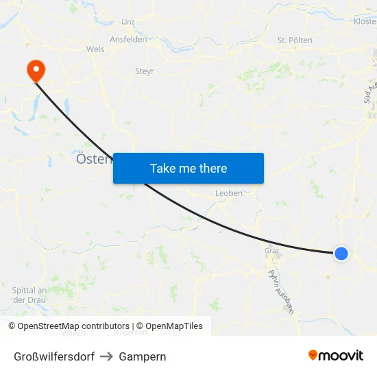 Großwilfersdorf to Gampern map