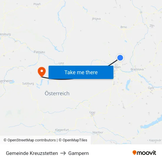 Gemeinde Kreuzstetten to Gampern map