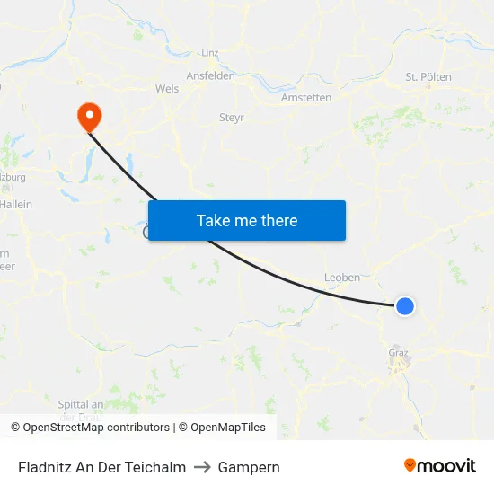 Fladnitz An Der Teichalm to Gampern map